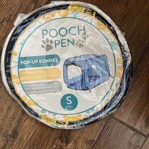 Pooch Pen Solid Pop-up Pet Kennel 32.5"Lx19.5"Wx19.5"H Blue NEW Travel Vacation